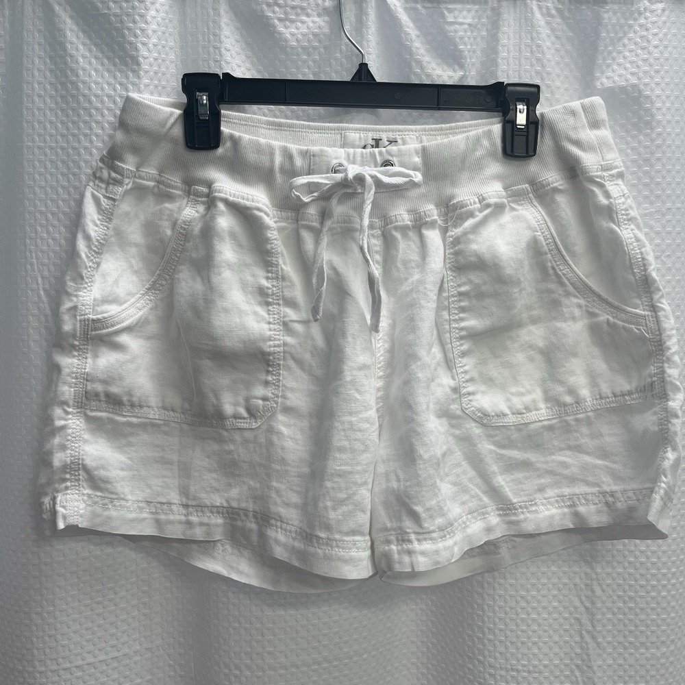 Calvin Klein White Linen Drawstring Waist Shorts Classic Summer Beach XL